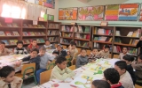 ギザ市内　小学校の図書室での授業　